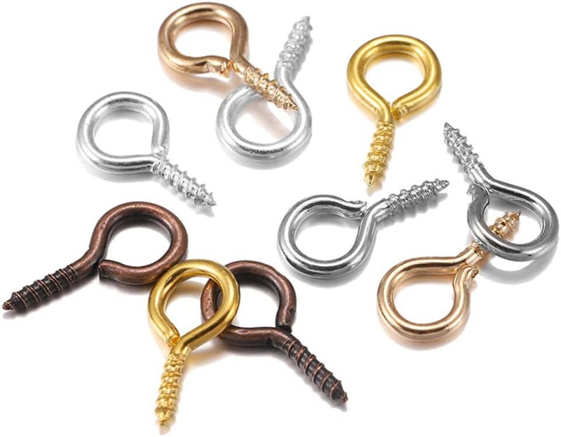 MSCFTFB 1400 Pieces Mini Screw Eye Hooks 5x12mm Metal Eyelets Eye Pins for Bracelet Earring Necklace Anklet Jewelry Making Pendant Charms DIY Wine Cork Bottle Charms (Champagne Gold) - Image 3